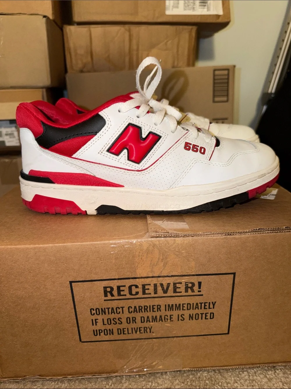 New Balance 550 Men's White and Red Low-Top Sneaker